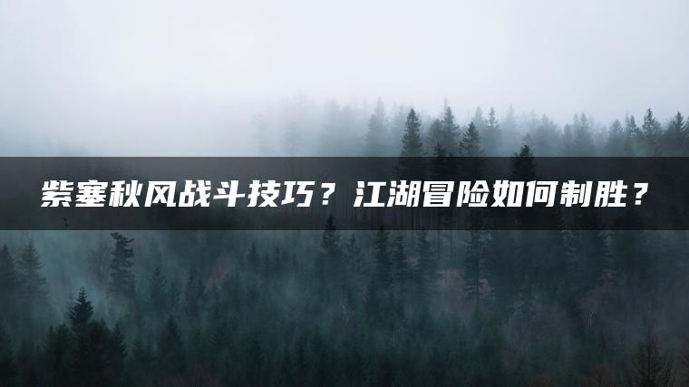 紫塞秋风战斗技巧？江湖冒险如何制胜？