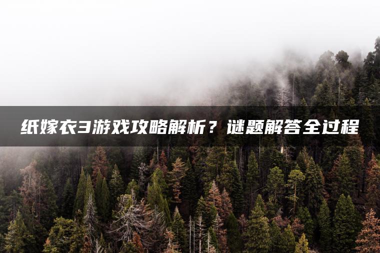 纸嫁衣3游戏攻略解析？谜题解答全过程