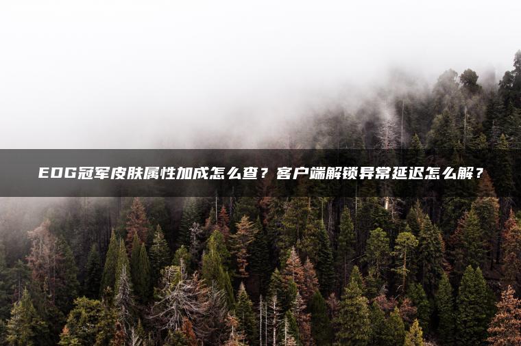 EDG冠军皮肤属性加成怎么查？客户端解锁异常延迟怎么解？