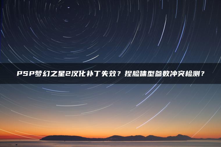 PSP梦幻之星2汉化补丁失效？捏脸体型参数冲突检测？