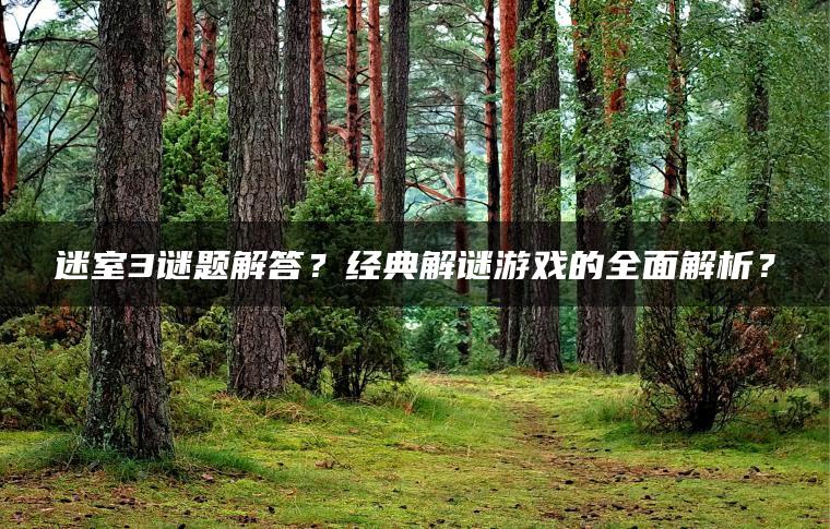 迷室3谜题解答？经典解谜游戏的全面解析？