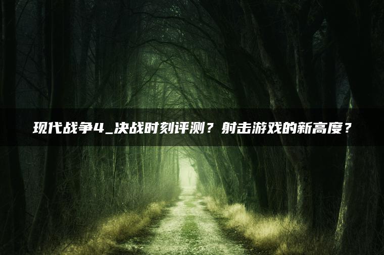 现代战争4_决战时刻评测？射击游戏的新高度？