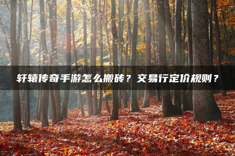 轩辕传奇手游怎么搬砖？交易行定价规则？