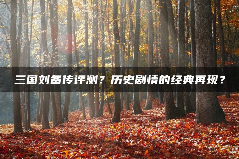 三国刘备传评测？历史剧情的经典再现？